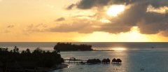 Sunset over Bora Bora, Society Islands, French Polynesia, South Pacific