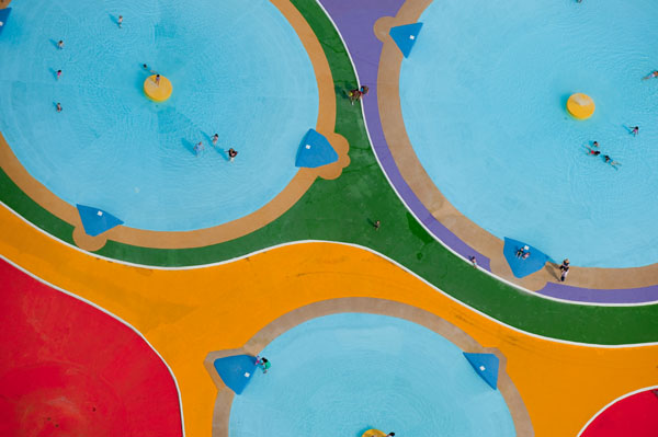 Aerial shot of swimming pools